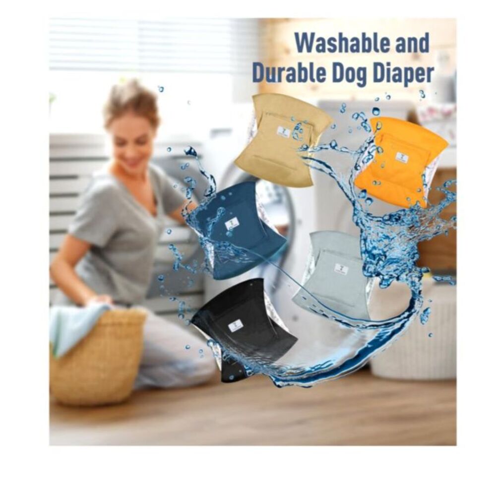 Zingterra 5 Pack Dog Diapers Male, Reusable Leakproof Belly Band Wraps L NWOT - Picture 3 of 9